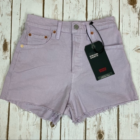 Levi’s Premium Denim Ribcage Lavender Shorts Size 26‎ - Picture 4 of 15